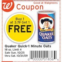 Quaker Quick Oats Walgreens Coupon