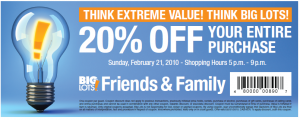 Big Lots Friends and Family Coupon